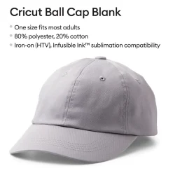 Cricut Supports Personnalisables|Supports Personnalisables^Ball Cap Hat Blank, Grey (12 unités)