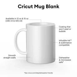 Cricut Supports Personnalisables|Infusible Ink^Mug en céramique personnalisable, blanc-340ml/12oz (36unités)
