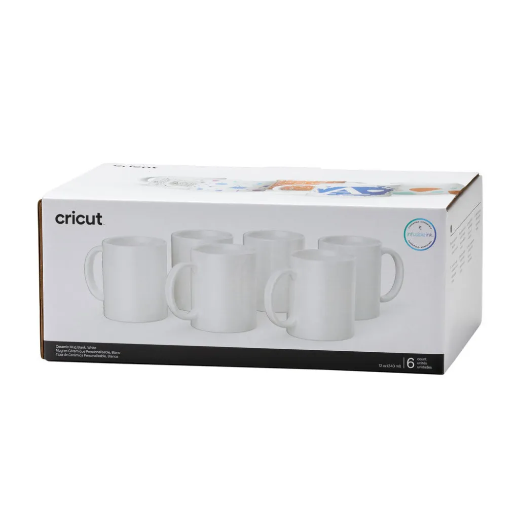 Cricut Supports Personnalisables|Infusible Ink^Mug en céramique personnalisable, Blanc - 340 ml (6unités)