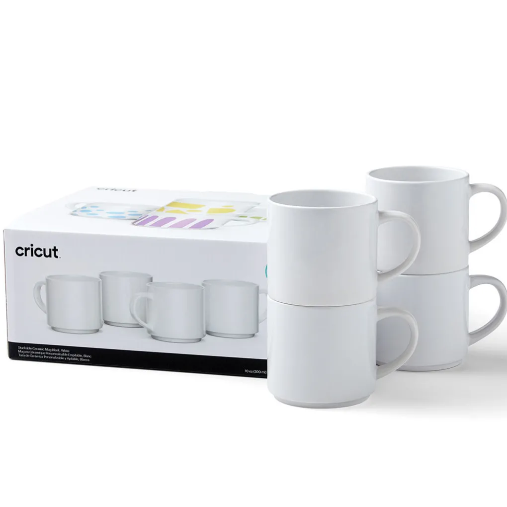 Cricut Supports Personnalisables|Infusible Ink^Mug personnalisable et empilable en céramique, blanc - 340ml/12oz (4unités)