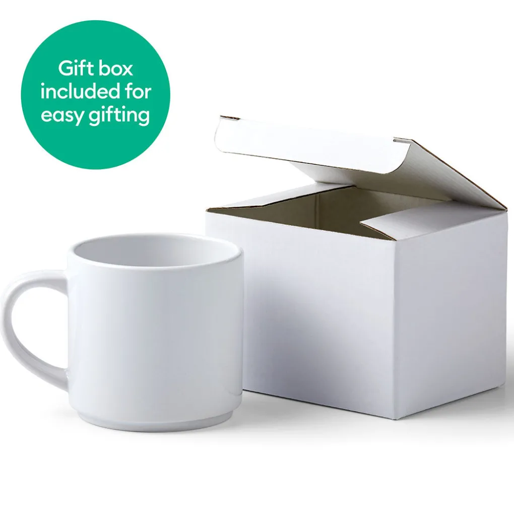 Cricut Supports Personnalisables|Infusible Ink^Mug personnalisable et empilable en céramique, blanc - 340ml/12oz (4unités)