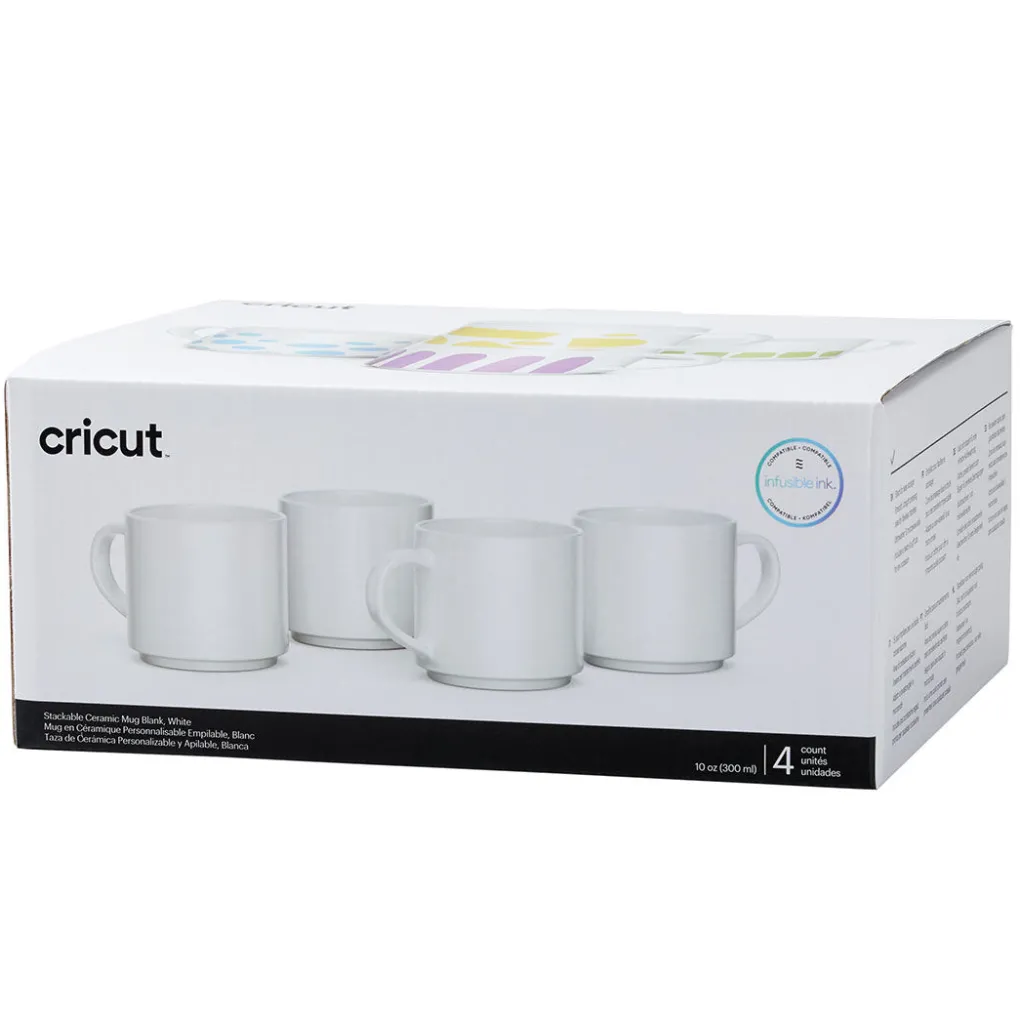 Cricut Supports Personnalisables|Infusible Ink^Mug personnalisable et empilable en céramique, blanc - 340ml/12oz (4unités)