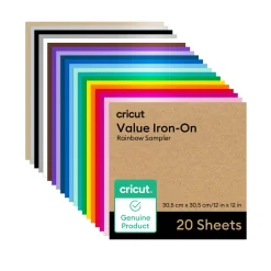 Cricut Matériaux Économiques|Thermocollant (htv)^Thermocollant économique, collection Rainbow - 30,5 cm &times; 30,5 cm (12 po &times; 12 po) (20 unités)