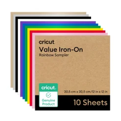 Cricut Matériaux Économiques|Thermocollant (htv)^Thermocollant économique, collection Rainbow, 30,5 cm &times; 30,5 cm (12 po x 12 po) (10 unités)