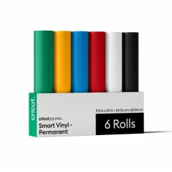 Cricut Exclusivité Web^Vinyle permanent sans tapis Smart Vinyl™ Joy Xtra™, collection Variety (0,6 m / 2 pi, 6 unités)